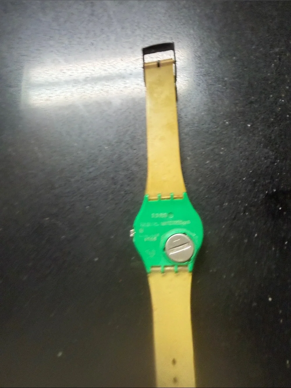 Swatch Green and Black Coffee Cup Analog Watch